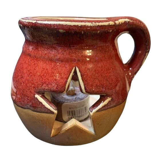 🆕Candle Holder Maroon and Tan Tea Light Candle - Picture 1 of 2